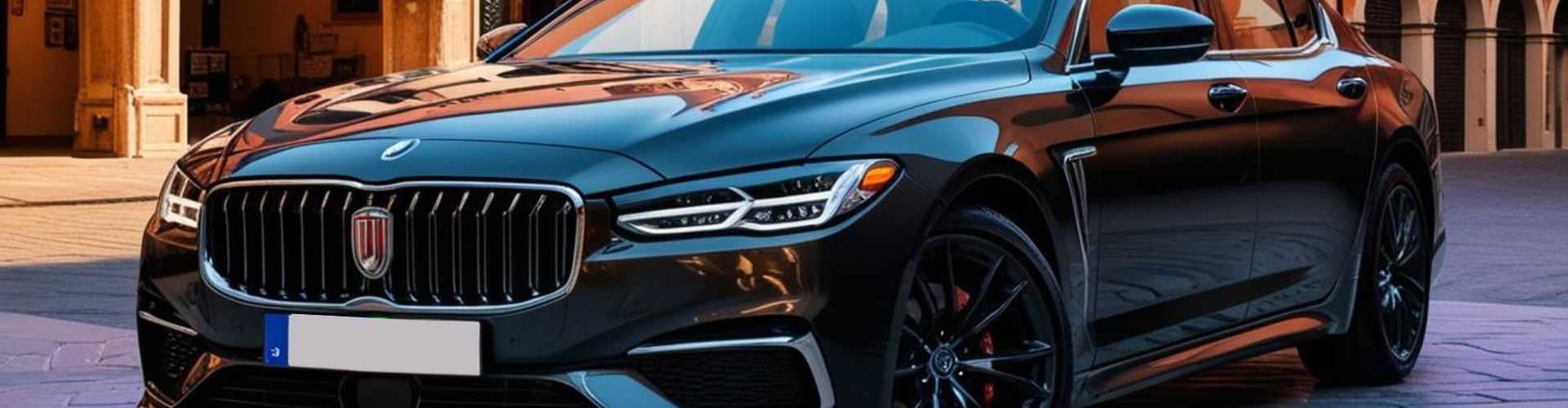 Noleggio auto di lusso a Brescia con Uniauto&Bus: vettura premium parcheggiata nel centro storico di Brescia.